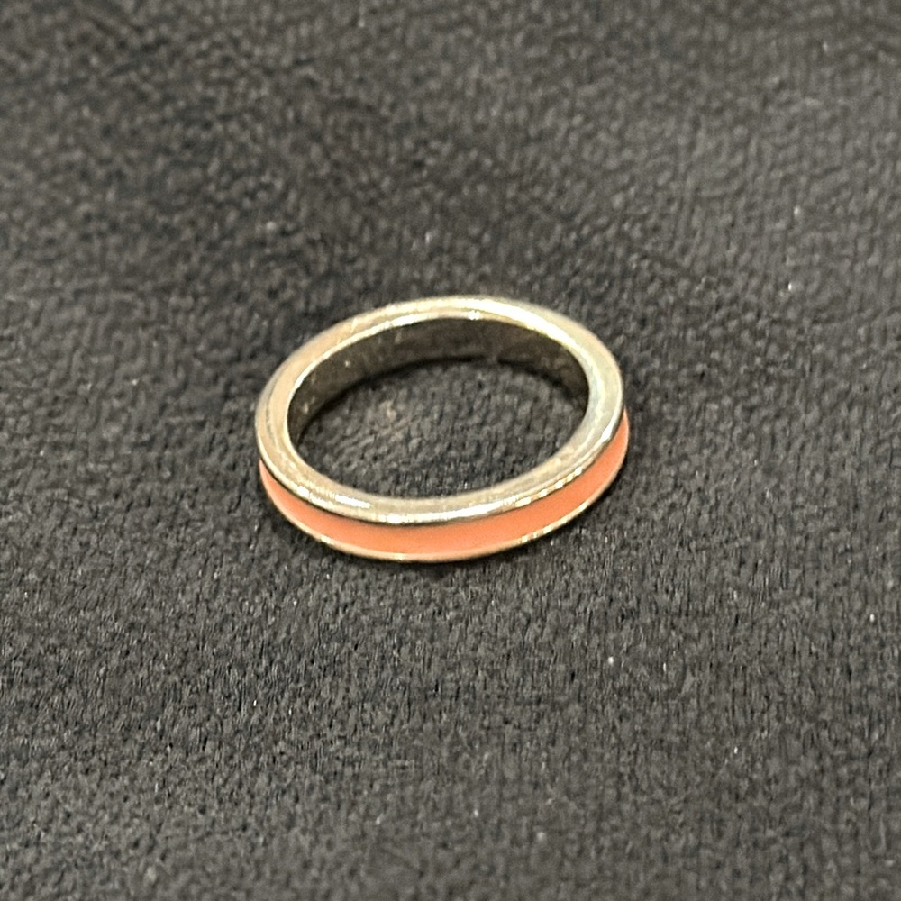 Peach and Silver Tone Size 7.75 Ring